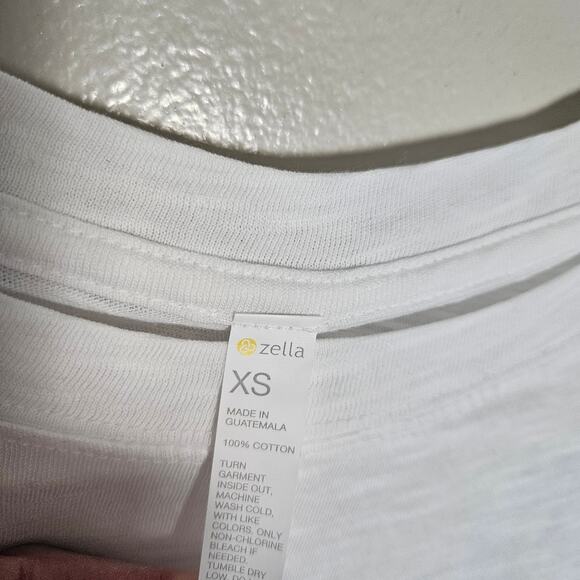 NWOT Zella White Long Sleeve Cotton T Shirt Sz XS Flawed - Picture 5 of 11